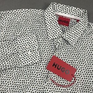 Hugo BOSS Koey Slim Fit Long Sleeve Dress Shirt US 16 INT 41 Geometric Red Tag‎